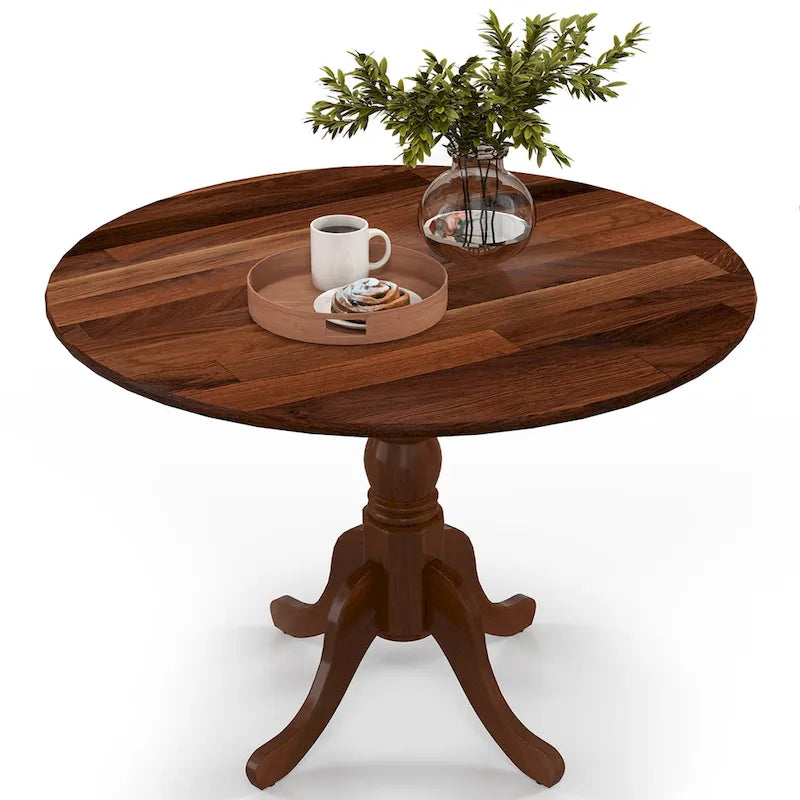 Rustic Dining Table Wooden Dining Table with Round Tabletop &