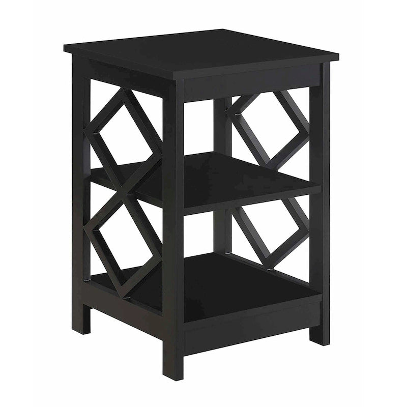 Diamond End Table with Shelves