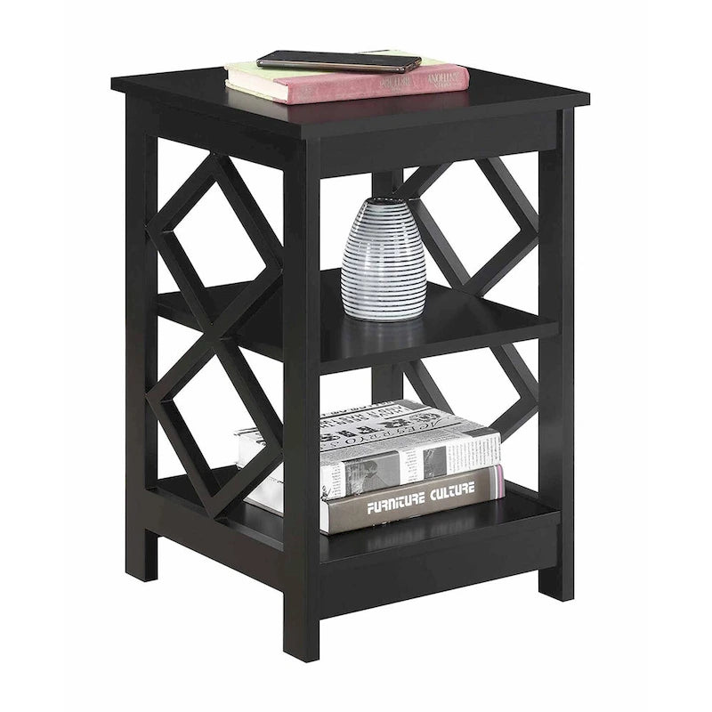 Diamond End Table with Shelves