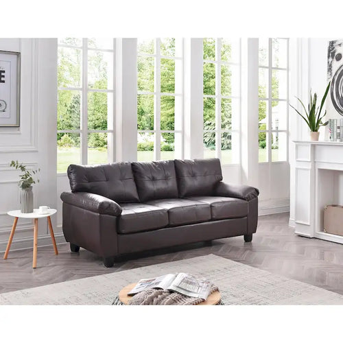 Divano dritto in similpelle con braccioli svasati larghezza 78 pollici - 33L x 78W x 35H
