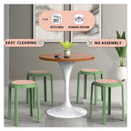Round Plastic Dining Stool with Wicker Top - 17.7 H x 13.4 W x 13.4 D