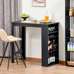Modern Bar Table Counter Height Dining Table with 3 Storage Shelves for Kitchen, Dining Room, Living Room, Black
