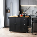 Kitchen Island Mobile Storage Cart with Towel/Spice Rack, 3 Drawers, 2-Door Cabinet and Lockable Wheels