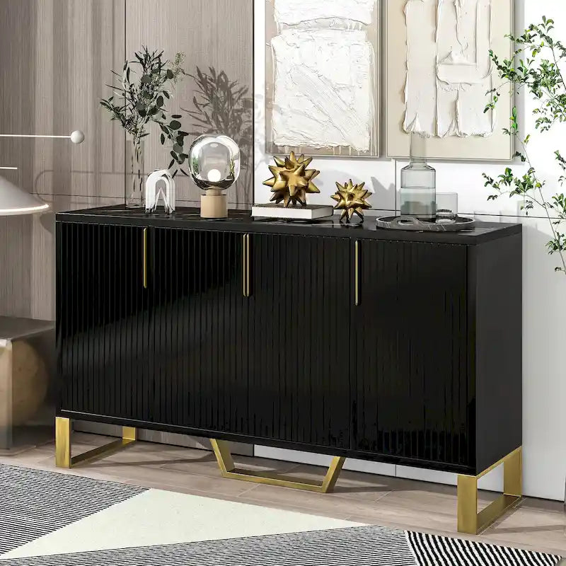Sideboard Kitchen Cabinet with Four Doors and Adjustable Shelves