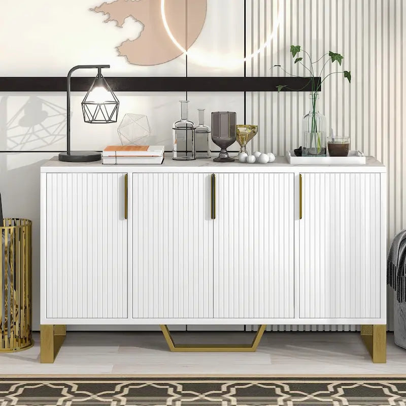 Credenza da Cucina con Quattro Ante e Ripiani Regolabili