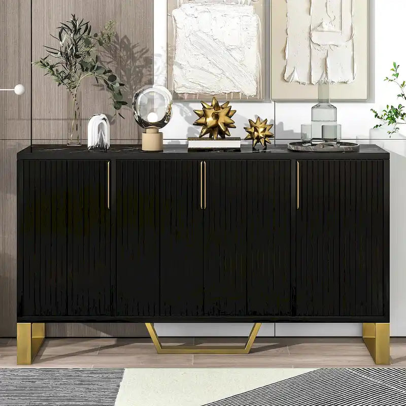 Sideboard Kitchen Cabinet with Four Doors and Adjustable Shelves