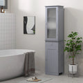 Slim Bathroom Storage Cabinet, Tall Bathroom Cabinet, Narrow Linen Tower with Acrylic Door, Drawer and Shelves, Gray