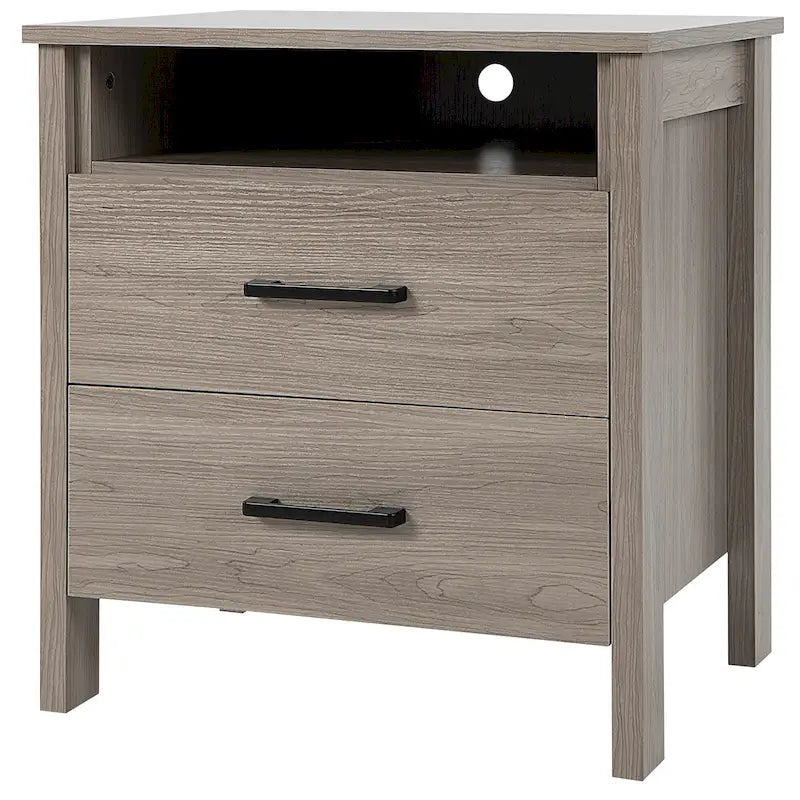 Nightstand Drawers Rustic Side End Table Storage Compartment - 21.5 x 17 x 23