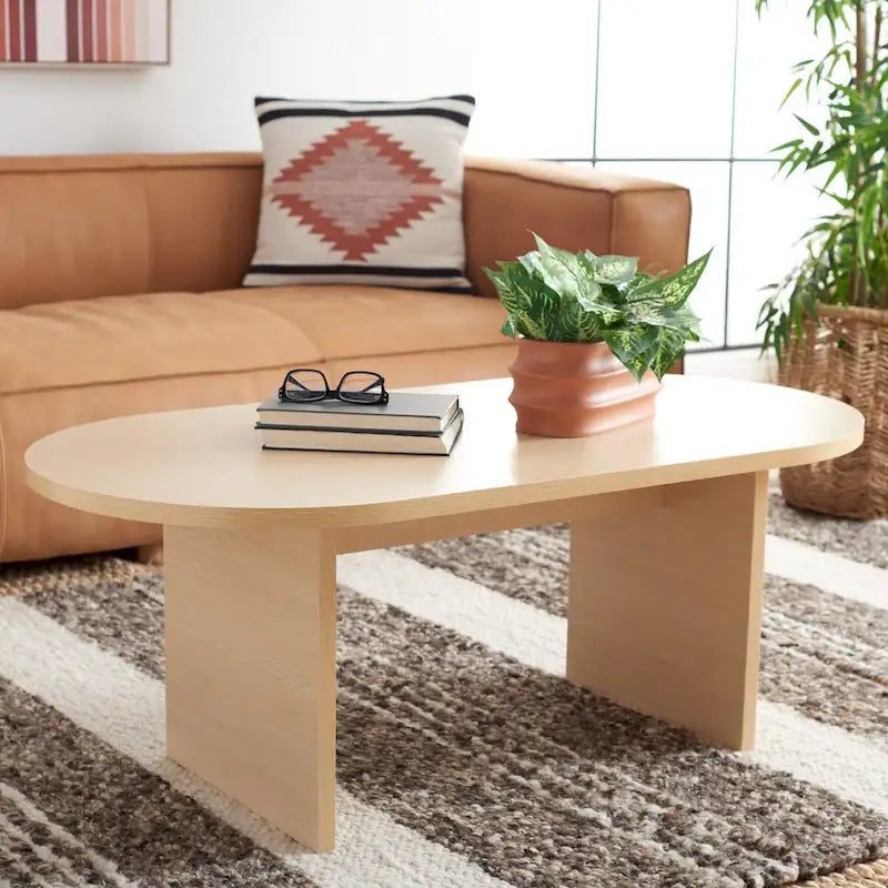 Modern Oval Coffee Table - 47 In. W x 24 In. D x 18 In. H - 47Wx24Dx18H
