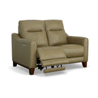 Genuine Leather Round Arm Reclining Loveseat