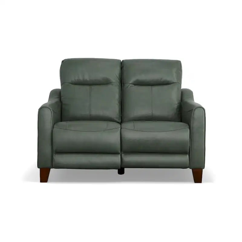 Genuine Leather Round Arm Reclining Loveseat
