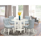 5-Piece Linen White Finish Solid Wood Top - Dining Room Set - Seats 4