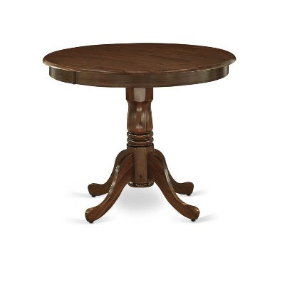 3-Piece Antique Walnut Finish Solid Wood Top - Round Dining Room Set - Seats 4