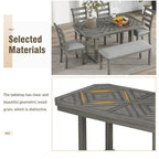 6 PCS Rubber Wood Dining Table Set with Beautiful Wood Grain Veneer Tabletop and Soft Cushion-ModernLuxe