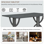 6 PCS Retro Dining Table Set, Rectangular Table with Unique Legs and Upholstered Chairs-ModernLuxe
