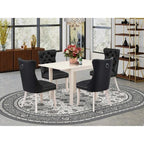 5-Piece Linen White Finish Solid Wood Top Rectangular Upholstered Dining Room Set (Seats-4)