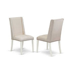 HomeStock 3-Piece Linen White Finish Rectangular Solid Wood Top with Dropleaf Dining Table Set