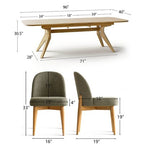 9-Piece Dining Set for 8, Extendable Trestle Base Table with Upholstered Chairs Featuring Solid Wood Legs-Panipeachy