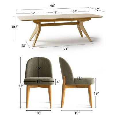 9-Piece Dining Set for 8, Extendable Trestle Base Table with Upholstered Chairs Featuring Solid Wood Legs-Panipeachy
