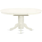HomeStock 7 Piece Linen White Dining Room Table Set Oval Table with 6 Chairs