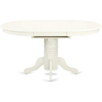 HomeStock 7 Piece Linen White Dining Room Table Set Oval Table with 6 Chairs