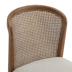 Christopher Knight Home Elowen 7-Piece Farmhouse Expandable Rubberwood Dining Set with Rattan Fabric Upholstered Chairs