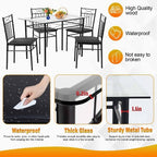 BestMassage 5 Piece Dining Table Set Modern Space-Saving Kitchen Table Set with 4 Chairs and Top Table Perfect for Small Apartments and Kitchens