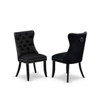 HomeStock 3-Pc Black Finish Rectangular Solid Wood Top with Butterfly Leaf Dining Table Set