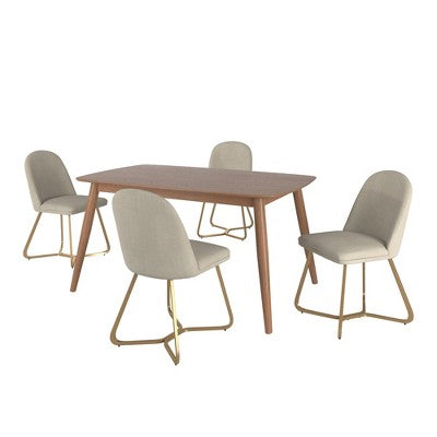 Cortland 5-Piece Fabric Mid-Century Modern Tapered Dining Set - iNSPIRE Q
