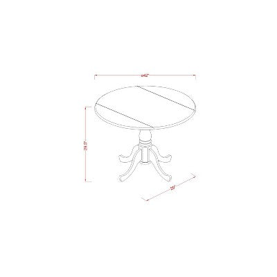 Small Kitchen Table Set with 4 Chairs - 42 Drop Leaf Dining Table, Oak Finish
