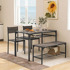Costway Dining Table Set for 4 Rectangular Table with 2 Chairs, 1 Bench, Storage Racks Rustic Brown/Gray/Brown