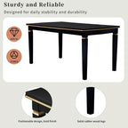 Retro 6 Pieces Kitchen Dining Table Set, Rectangular Table and 4 High-Back Tufted Chairs & Bench, Wood Dining Room Table Set for 6