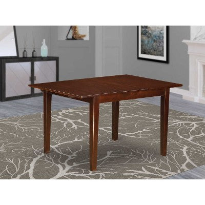 HomeStock 3-Pc Mahogany Finish Rectangular Solid Wood Top with Butterfly Leaf Dining Table Set