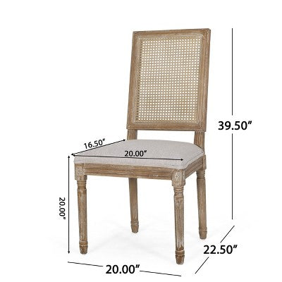 Christopher Knight Home Regan 7 Piece French Country Fabric Upholstered Wood and Cane Expandable Dining Set