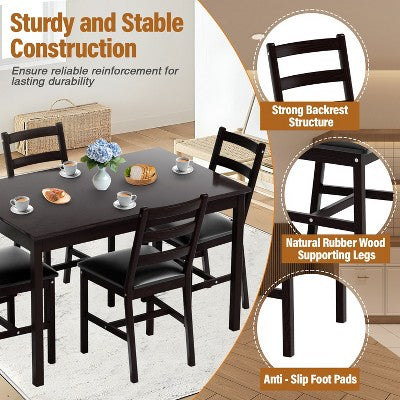 BestMassage Dining Table Set for 2/4 Dining Room Table and Chairs Kitchen Table Set, Dark Brown