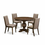 HomeStock Distressed Jacobean 5 Piece Round Dining Set