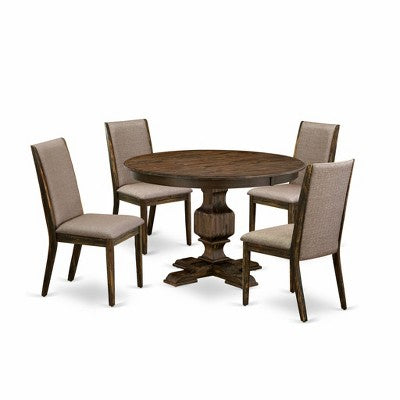 HomeStock Distressed Jacobean 5 Piece Round Dining Set