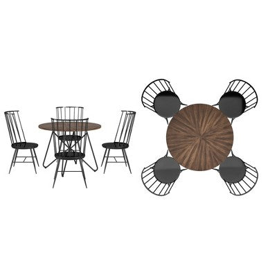 Norfolk Walnut Finish Round 5-Piece Dining Set - INSPIRE Q