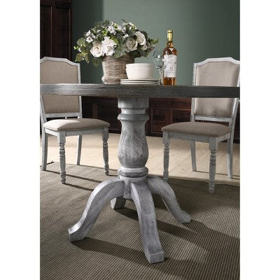 Roundhill Furniture Iris Wood Dining Set, Weathered White, 5-Piece