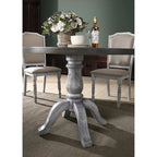 Roundhill Furniture Iris Wood Dining Set, Weathered White, 5-Piece