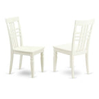 5-Piece Linen White Finish Solid Wood Top - Rectangular Dining Room Set - Seats 4