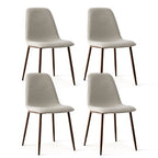 5 Pcs Dining Set for 4 Round Dining Table with Crossed Metal Legs and Oak Grain Upholstered Chairs for Kitchen and Dining Room - Panipeachy