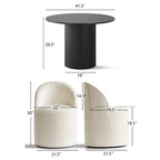 5-Piece Dining Table Set for 4, Modern Barrel Chair with Wheels and Chenille Upholstery, Black Round Pedestal Table-Panipeachy