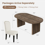 70.8 Inch Oval Dining Table with Upholstered Dining Chairs, Kitchen Table with Thick Sturdy Wooden Base, High Back Dining Chair with Solid Wood Legs