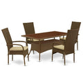 HomeStock 5-Piece Natural Oak Finish Solid Wood Top Dining table with 4 Chairs