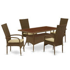 HomeStock 5-Piece Natural Oak Finish Solid Wood Top Dining table with 4 Chairs