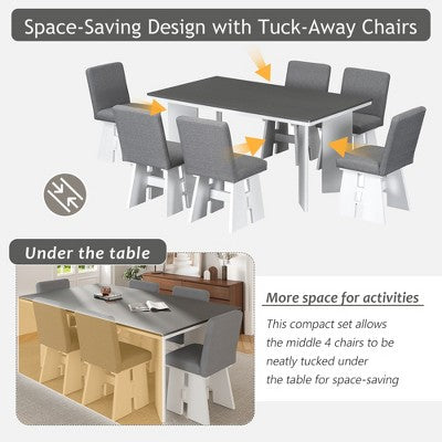 GDFStudio Felton Modern 7 Piece Wood Upholstered Dining Table Set