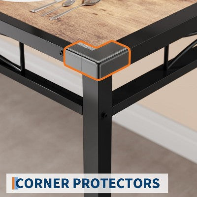 Dining Table Set for 4, Wood Kitchen Table with 4 Upholstered Chairs, Kitchen Table Chairs Set of 4 w/Collision Angle for Small Space, Kitchen Room
