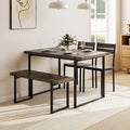 Costway 47 Dining Table Set for 4, Wooden Kitchen Table with 2 Chairs & Bench, Metal Frame
