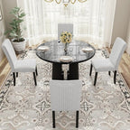 GDFStudio Jacobs 5-Piece Round Dining Table set with 43 Modern Dining Table and 4 Upholstered Chairs